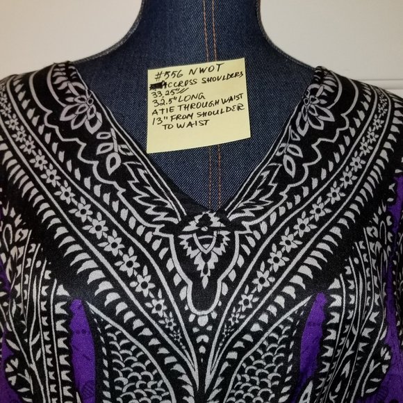 SYMMER Coverup NWOT Ornate Black White Purple Polyester Cover - Picture 4 of 10